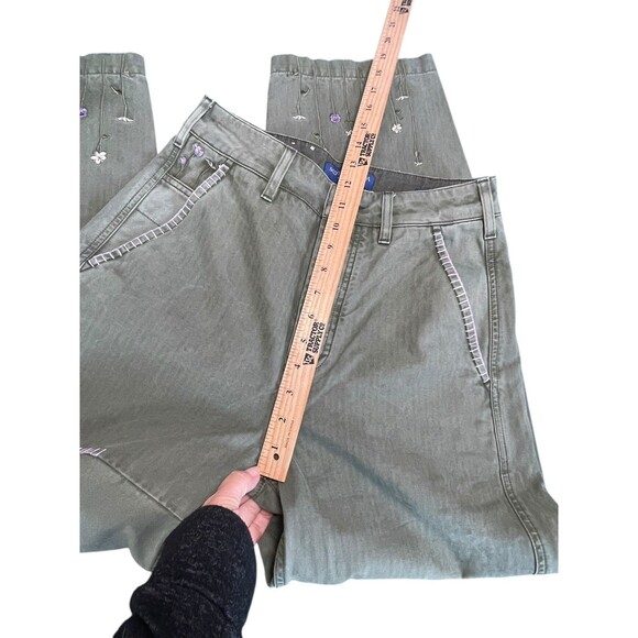 Scotch & Soda Floral-Embroidery Wide-Leg Trousers Pip Womens Green 26/30 Read - Picture 10 of 16